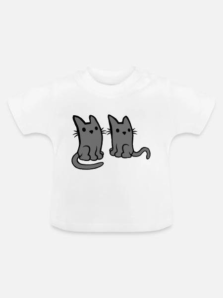 2 Katzen Freunde Team - Baby Bio-T-Shirt mit Rundhals - Weiß