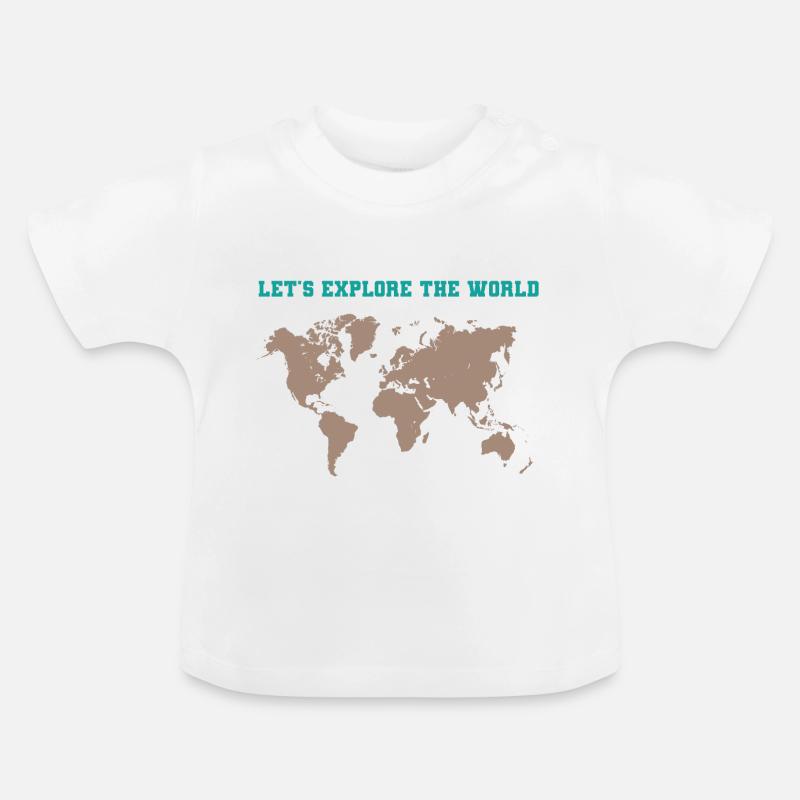 Explorons le monde - T-shirt bio col rond Bébé - blanc