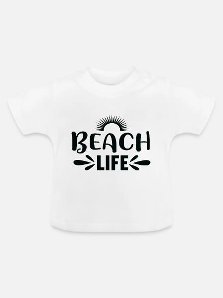 Beach Life - Baby Bio-T-Shirt mit Rundhals - Weiß