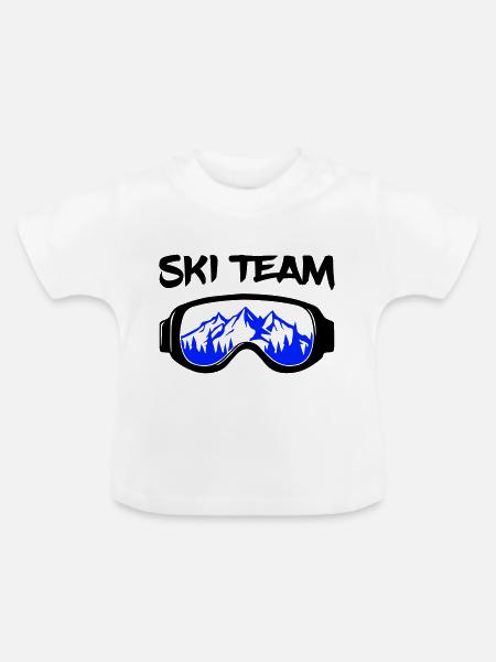 Ski Team - Baby Bio-T-Shirt mit Rundhals - Weiß