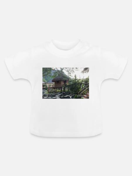 Dorf in Vietnam - Baby Bio-T-Shirt mit Rundhals - Weiß