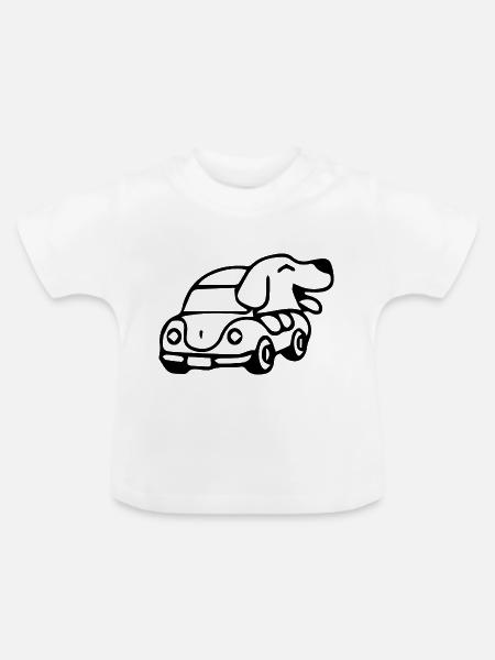dog driving - Baby Bio-T-Shirt mit Rundhals - Weiß