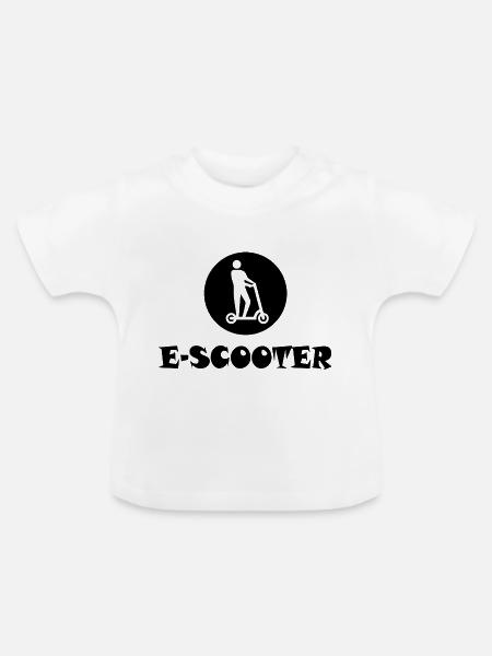 E-Scooter E-Roller Scooter - Baby Bio-T-Shirt mit Rundhals - Weiß