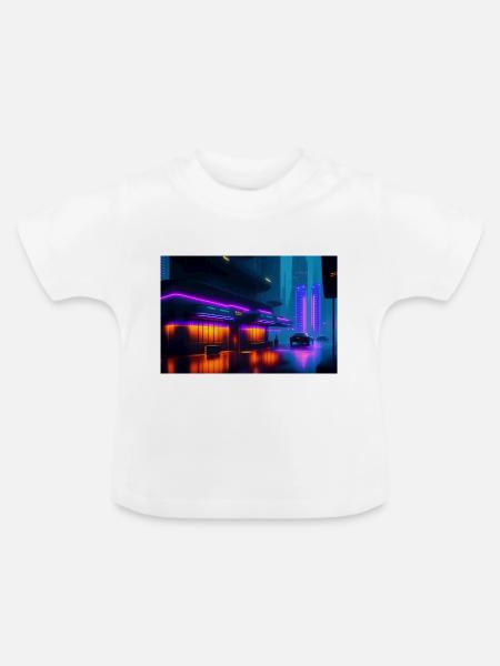 AI-Art Future Picture - Baby Bio-T-Shirt mit Rundhals - Weiß