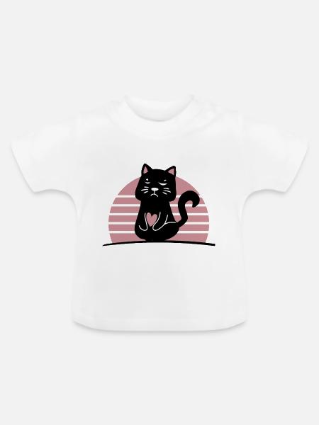 Schwarze Katze - Baby Bio-T-Shirt mit Rundhals - Weiß