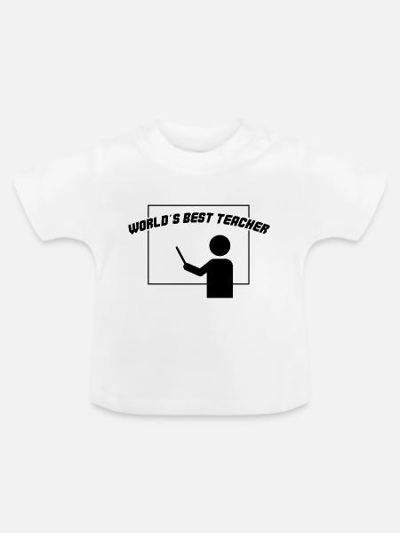 worlds best teacher - Baby Bio-T-Shirt mit Rundhals - Weiß