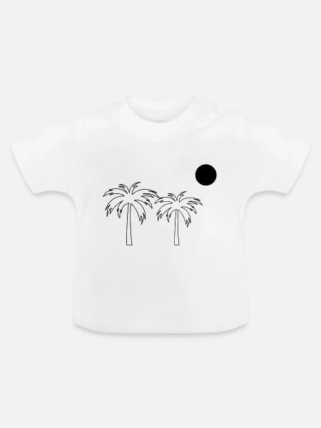 Palmen - Baby Bio-T-Shirt mit Rundhals - Weiß