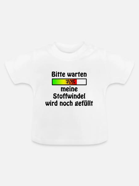 Stoffwindel wird noch gefüllt - Baby Bio-T-Shirt mit Rundhals - Weiß