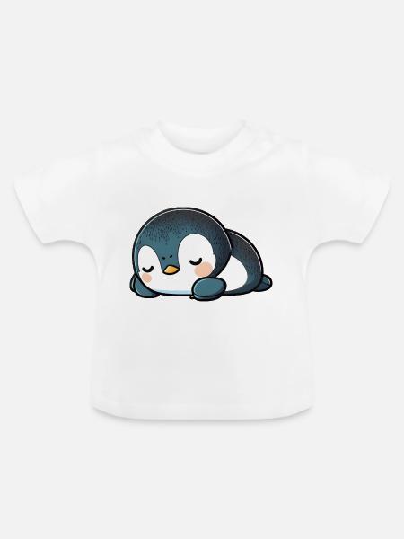 Pinguin Baby - Baby Bio-T-Shirt mit Rundhals - Weiß