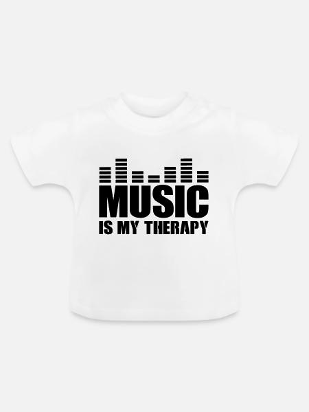 Music is my Therapy - Baby Bio-T-Shirt mit Rundhals - Weiß