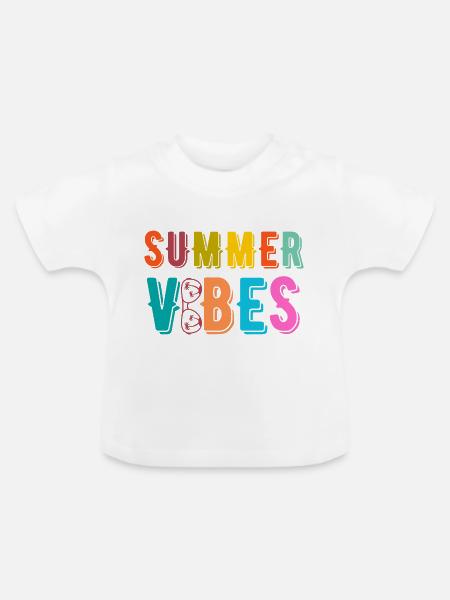 Sommerliche Vibes - Baby Bio-T-Shirt mit Rundhals - Weiß