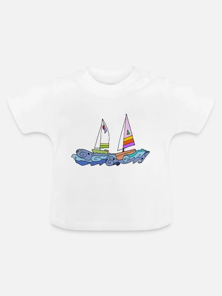 Segelboote - Baby Bio-T-Shirt mit Rundhals - Weiß