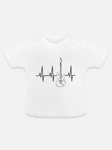 Heartbeat E-Gitarre - Baby Bio-T-Shirt mit Rundhals - Weiß