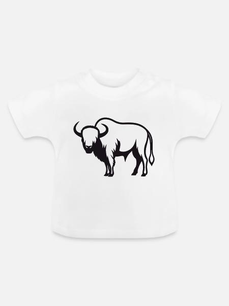 Büffel - Baby Bio-T-Shirt mit Rundhals - Weiß
