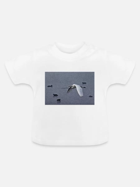 Silberreiher im Flug - Baby Bio-T-Shirt mit Rundhals - Weiß
