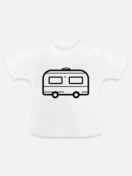 Kleiner Wohnwagen - Baby Bio-T-Shirt mit Rundhals - Weiß