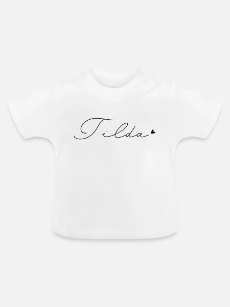 Name Tilda - Baby Bio-T-Shirt mit Rundhals - Weiß