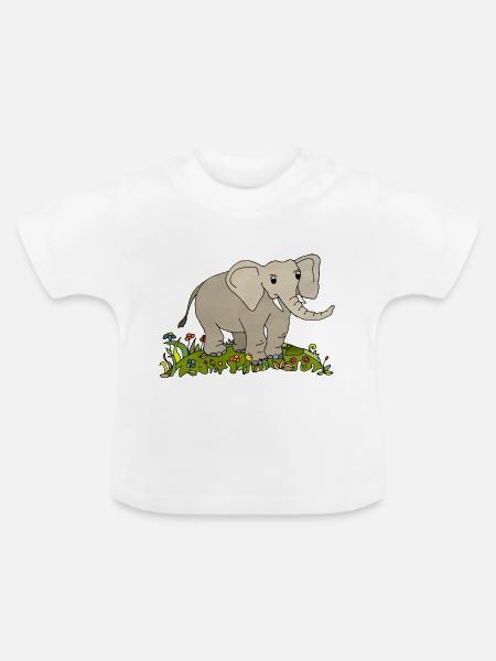 Elefant - Baby Bio-T-Shirt mit Rundhals - Weiß