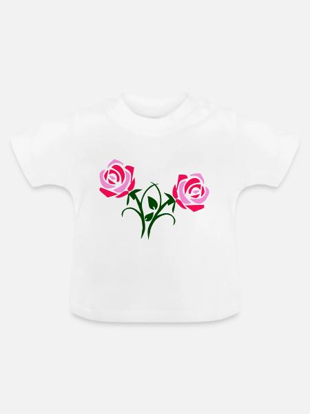 rosen - Baby Bio-T-Shirt mit Rundhals - Weiß