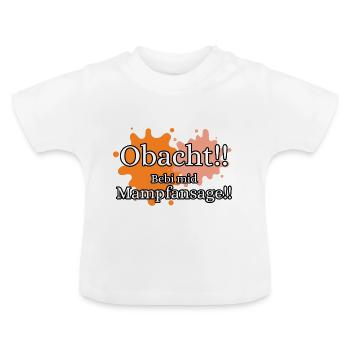 Obacht! lustige Babykleidung mit Warnhinweis - Baby Bio-T-Shirt mit Rundhals - Weiß - Vorne