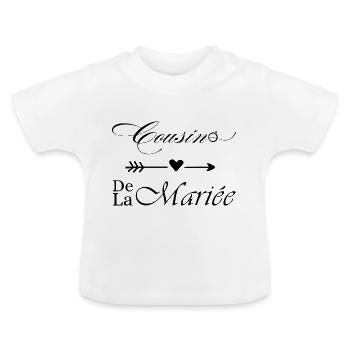 Cousin de la mariée - T-shirt bio col rond Bébé - blanc - Devant