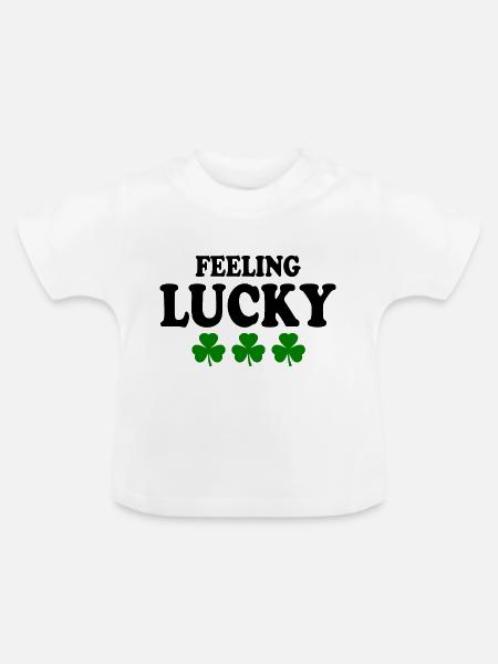 feeling lucky - Baby Bio-T-Shirt mit Rundhals - Weiß