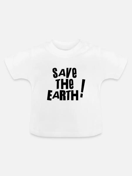 Save the earth - Baby Bio-T-Shirt mit Rundhals - Weiß