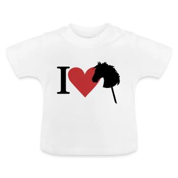 J’ADORE HOBBY HORSE- HOBBY HORSING- CHEVAL SUR UN BÂTON - T-shirt bio col rond Bébé - blanc - Devant