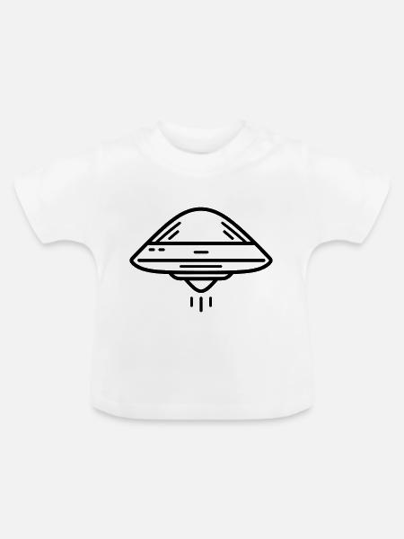 fliegende Untertasse - Baby Bio-T-Shirt mit Rundhals - Weiß