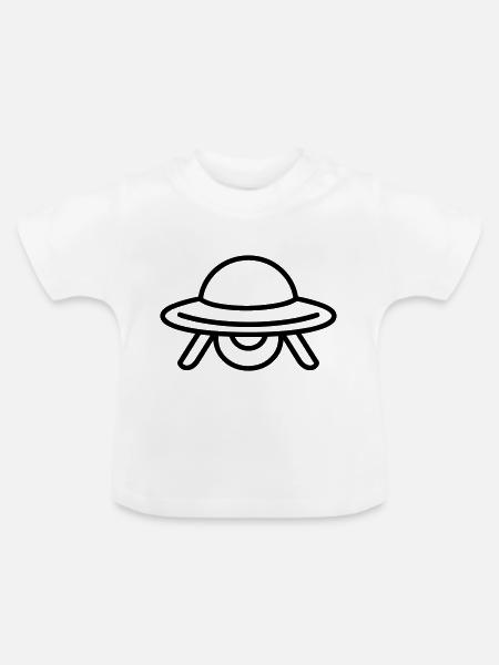 fliegende Untertasse - Baby Bio-T-Shirt mit Rundhals - Weiß