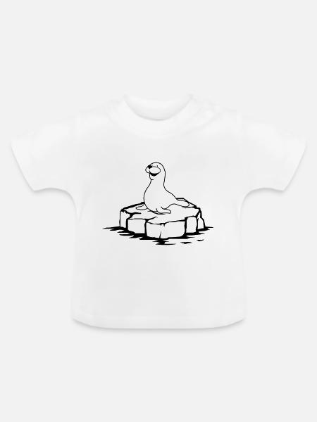 seehund auf eis - Baby Bio-T-Shirt mit Rundhals - Weiß