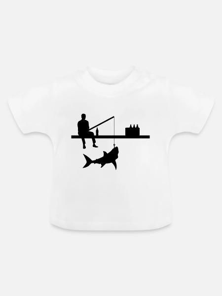 Angeln - Baby Bio-T-Shirt mit Rundhals - Weiß