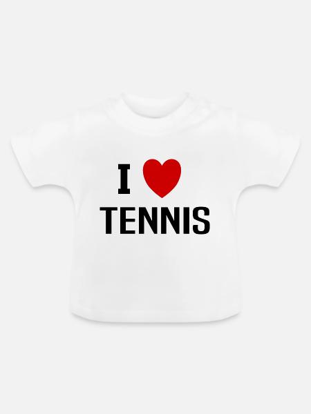Ich liebe Tennis - Baby Bio-T-Shirt mit Rundhals - Weiß