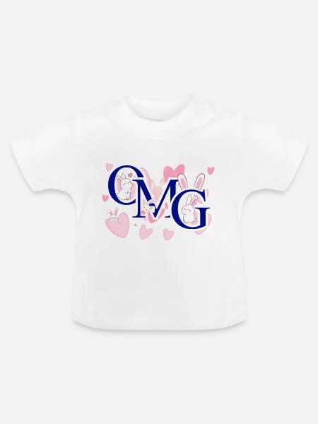 Omg pink - Baby Bio-T-Shirt mit Rundhals - Weiß