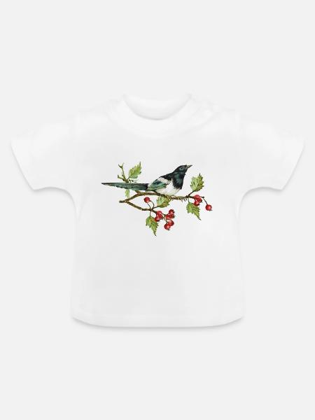 Bunter Vogel - Baby Bio-T-Shirt mit Rundhals - Weiß