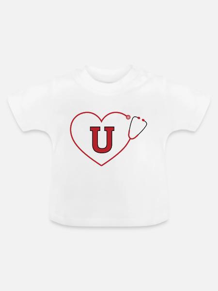 Buchstabe u Stethoskop - Baby Bio-T-Shirt mit Rundhals - Weiß