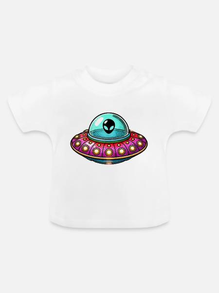 ufo comic - Baby Bio-T-Shirt mit Rundhals - Weiß