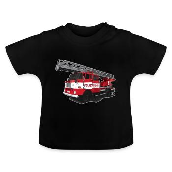 Pompiers // RDA // Illustration - T-shirt bio col rond Bébé - noir - Devant