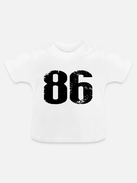 86 Zahl Trikot - Baby Bio-T-Shirt mit Rundhals - Weiß