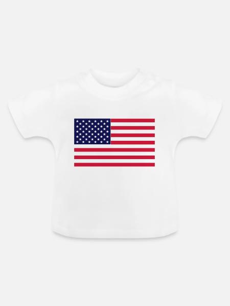 amerikanische Flagge - Baby Bio-T-Shirt mit Rundhals - Weiß