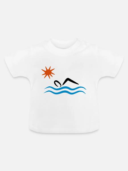 Freiwasserschwimmen - Baby Bio-T-Shirt mit Rundhals - Weiß