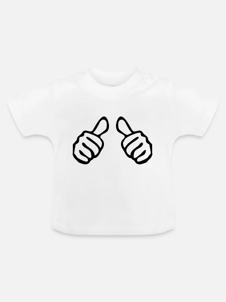 ich daumen pfeil auf mich - Baby Bio-T-Shirt mit Rundhals - Weiß