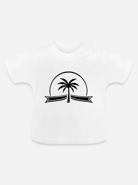 palm tree ribbon - Baby Bio-T-Shirt mit Rundhals - Weiß