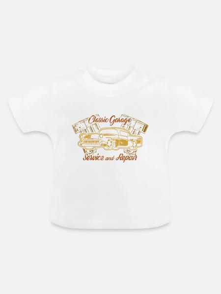 classic garage - Baby Bio-T-Shirt mit Rundhals - Weiß
