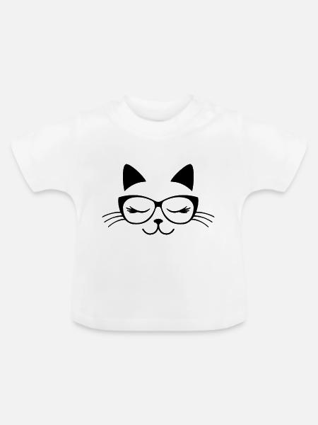 Katze in Gläsern - Baby Bio-T-Shirt mit Rundhals - Weiß