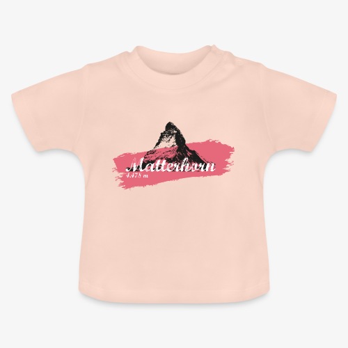 Matterhorn - Cervino - Color Coral - Baby Organic T-Shirt with Round Neck