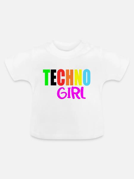 Techno-Mädchen - Baby Bio-T-Shirt mit Rundhals - Weiß