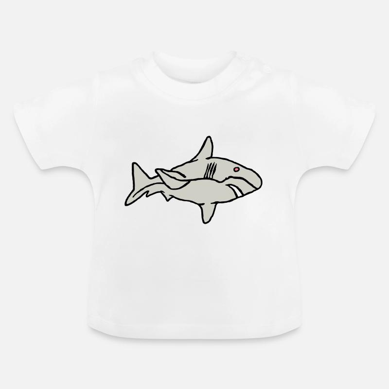 Poisson Requin Prédateur Eau Graffiti Océan - T-shirt bio col rond Bébé - blanc