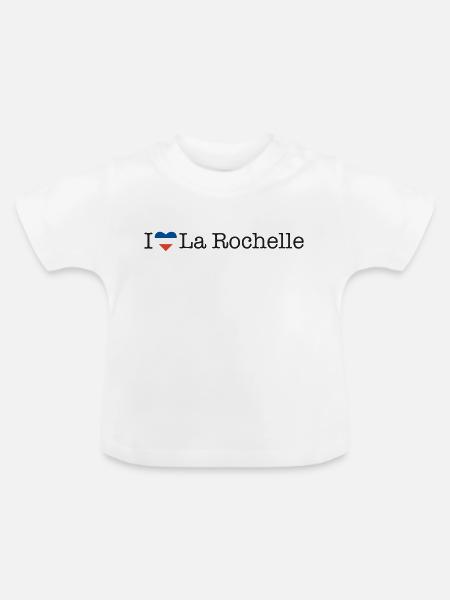 I love La Rochelle - Baby Bio-T-Shirt mit Rundhals - Weiß