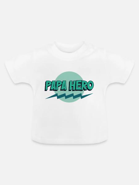 Papa Held - Baby Bio-T-Shirt mit Rundhals - Weiß